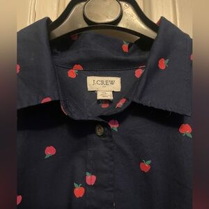 Jcrew Navy Blue Shirt with Red Apple Pattern